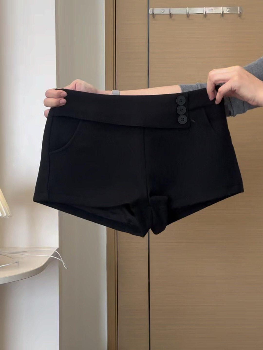 Women s High-Waist Woolen A-line Shorts - Autumn/Winter Fashion M чёрный