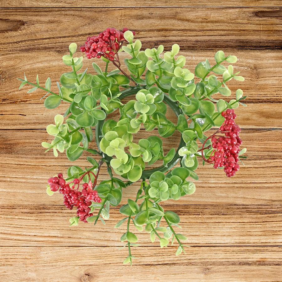 

Эвкалиптовый рождественский венок, подсвечник, кольцо, ягода, украшение для свечи, украшение для бутылки вина зелёный