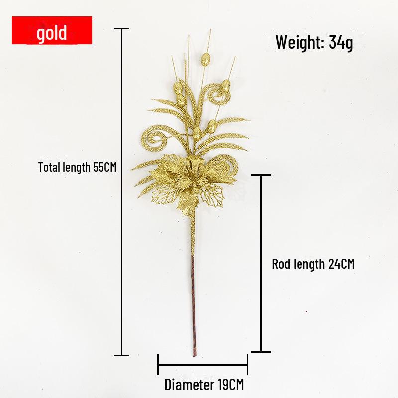 

Прикраса ялинки для міжнародного використання: Золотий ріг, ягода, листок і куля з блискітками золотий