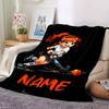 Custom Name Hockey Theme Printed Blanket - Perfect for Couch, Bed, Travel & Outdoor Use | Machine Washable, Cozy & Durable.