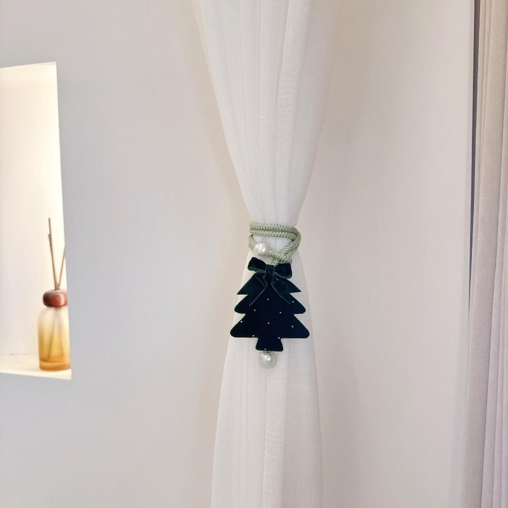 Grøn Julegardinholder Juletræsdesign Fløjlsgardinholder Juleudsmykning