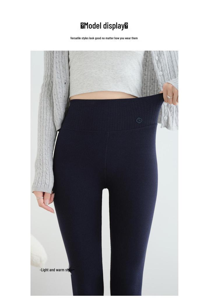 Women's High-Waist Wool Leggings: Warm, Seamless, Thickened, Plus Velvet, Slimming Cotton Pants for Autumn and Winter.