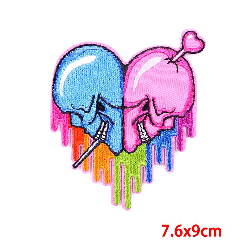 Punk Heart Embroidery Patch Iron On Patches For Clothing Thermoadhesive Patches On Clothes Waves Applique/Patches On Clothes