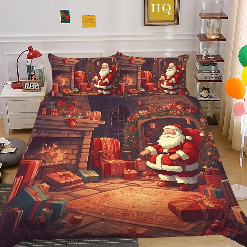 

Рождественский комплект одеял с принтом, двойной размер, комплект постельного белья из микрофибры, милое роскошное домашнее постельное белье для подростков и детей EU Single 135x200cm