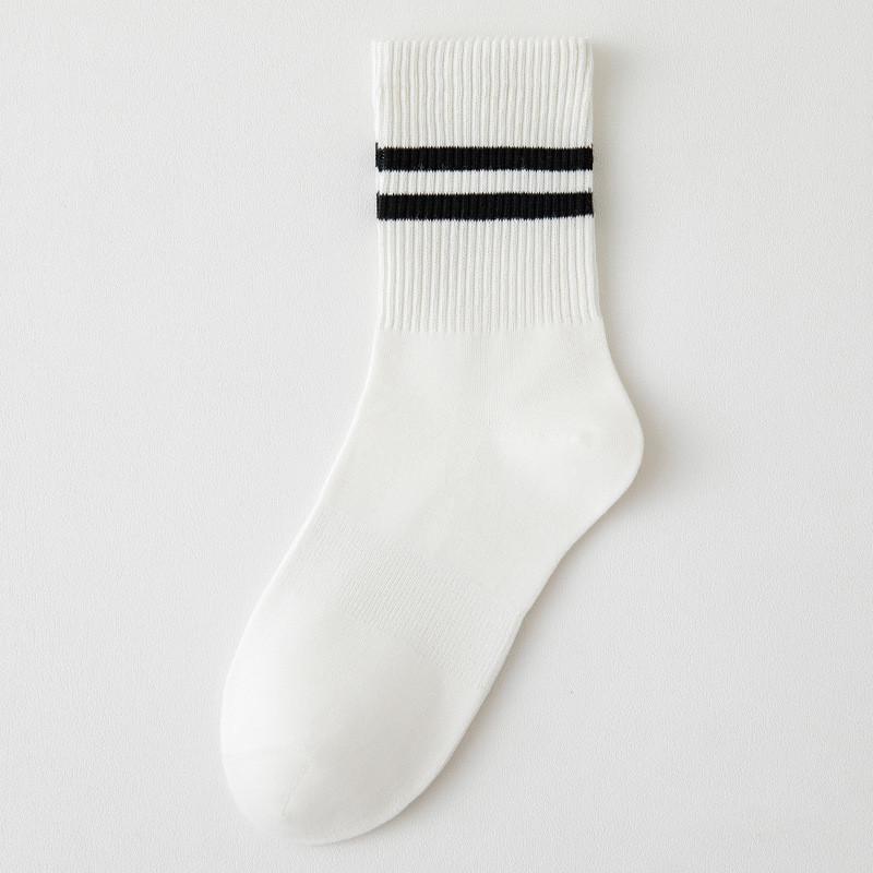 Fashion Striped Mens Socks Casual Streetwear Black White Sports Socks Men Male Cotton Breathable Hip Hop Skateboard Long Socks