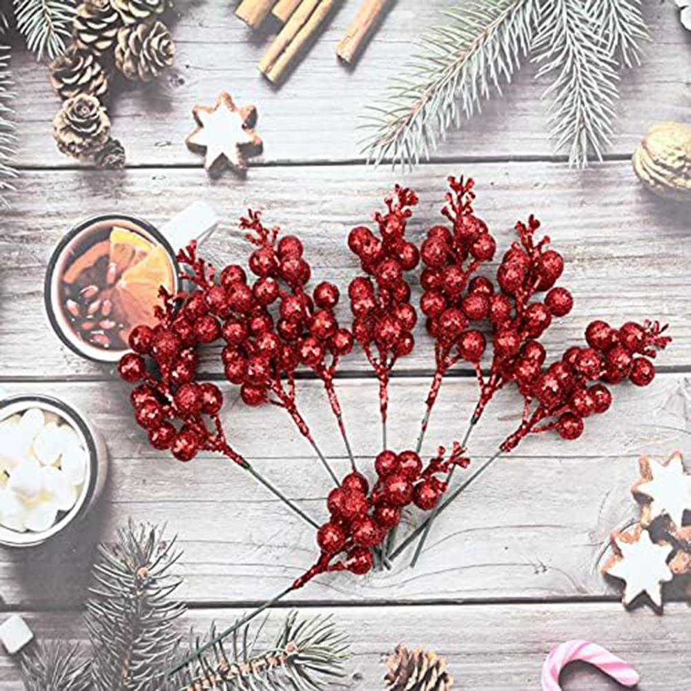 Adorable Artificial Berry Twig Decorations 30pcs Perfect for Festive Decor