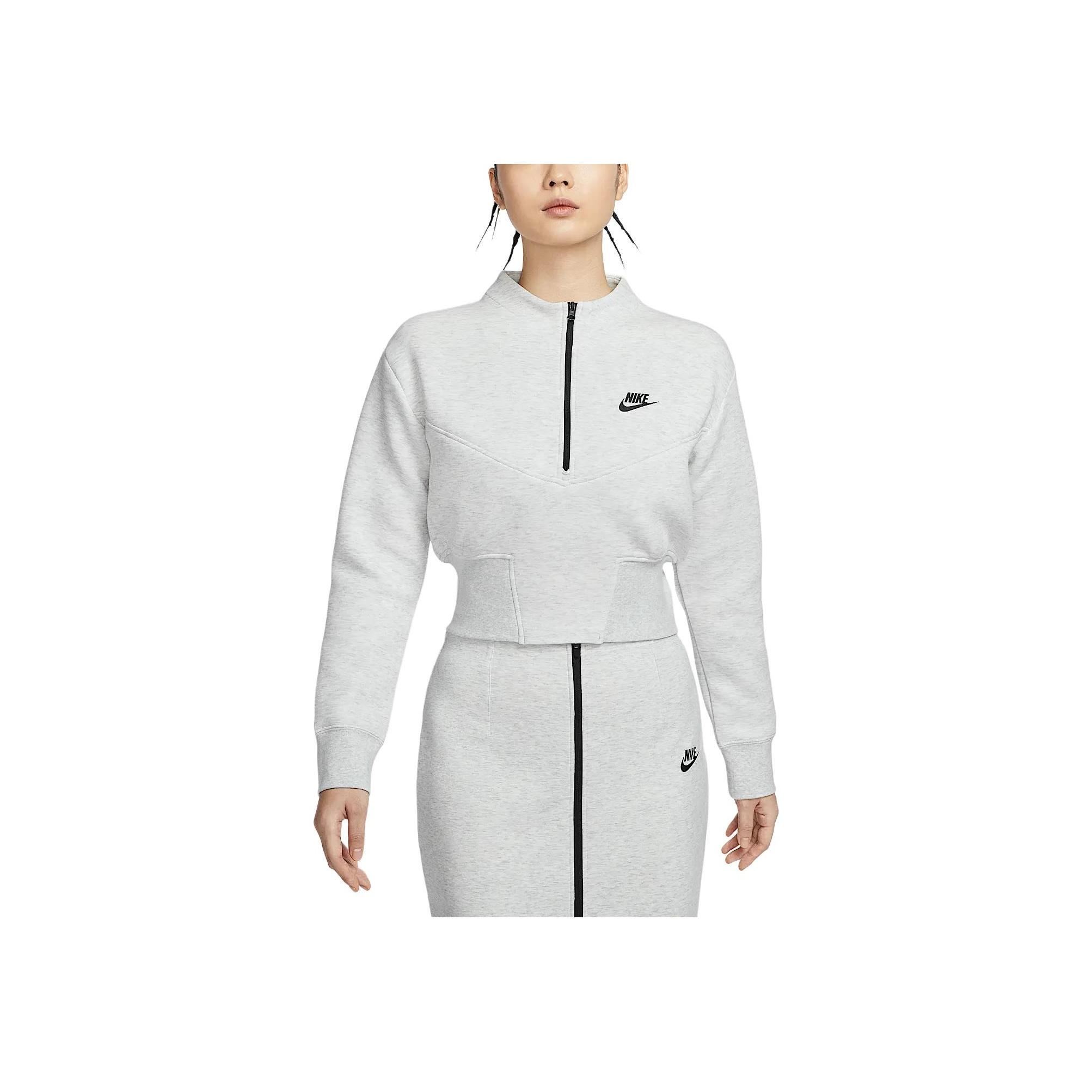 

Nike Women s Tech Fleece Cropped Half-Zip Top Heather Grey HJ1032-013 S