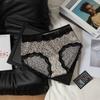 Women's New Summer Sexy Leopard Print Floral Net Yarn No Mark 10A Antibacterial Crotch Triangle Briefs