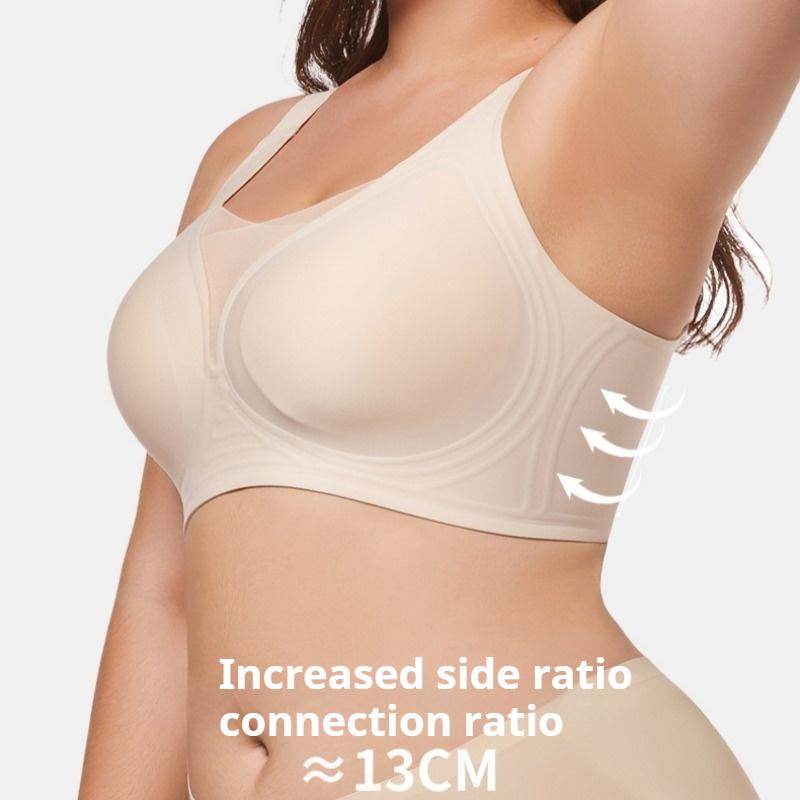 Jelly Hluboký výstřih do V Plný košíček Bezešvé síťované spodní prádlo plus size Tenký styl Velká prsa Malá Podprsenka proti ochabování 6XL