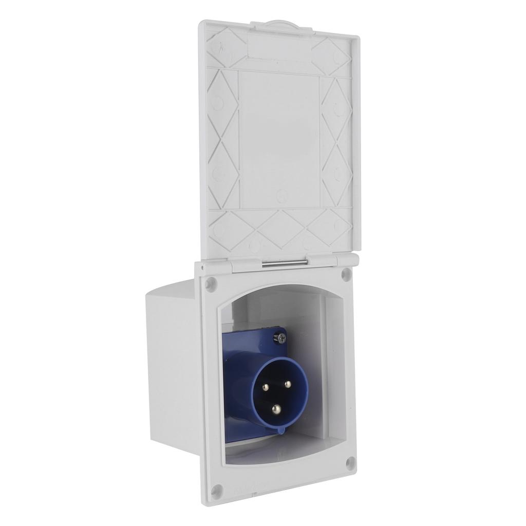 16A 220V‑240V Waterproof Power Outlet External 3Pin Flush Female Socket Plug for RV Motorhome Traile