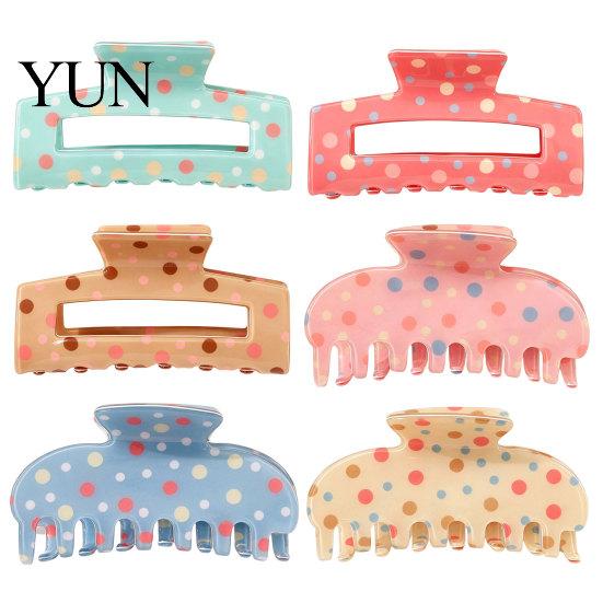 Leichte Haarstyling-Klammern Bunte Punkt-Kralle für Damen, Süßer Macaron-Stil Rutschfester Haifisch-Mode-Haarspangen-Greifer für Mädchen Dickes Haar,