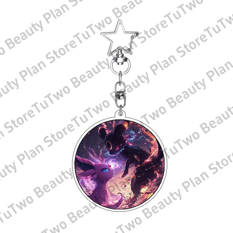 Girly Heart Acrylic Anime Sylveon Espeon Glaceon Eevee Cartoon Keychain Key Chains Keyrings Jewelry Fans Gifts Accessories Toys