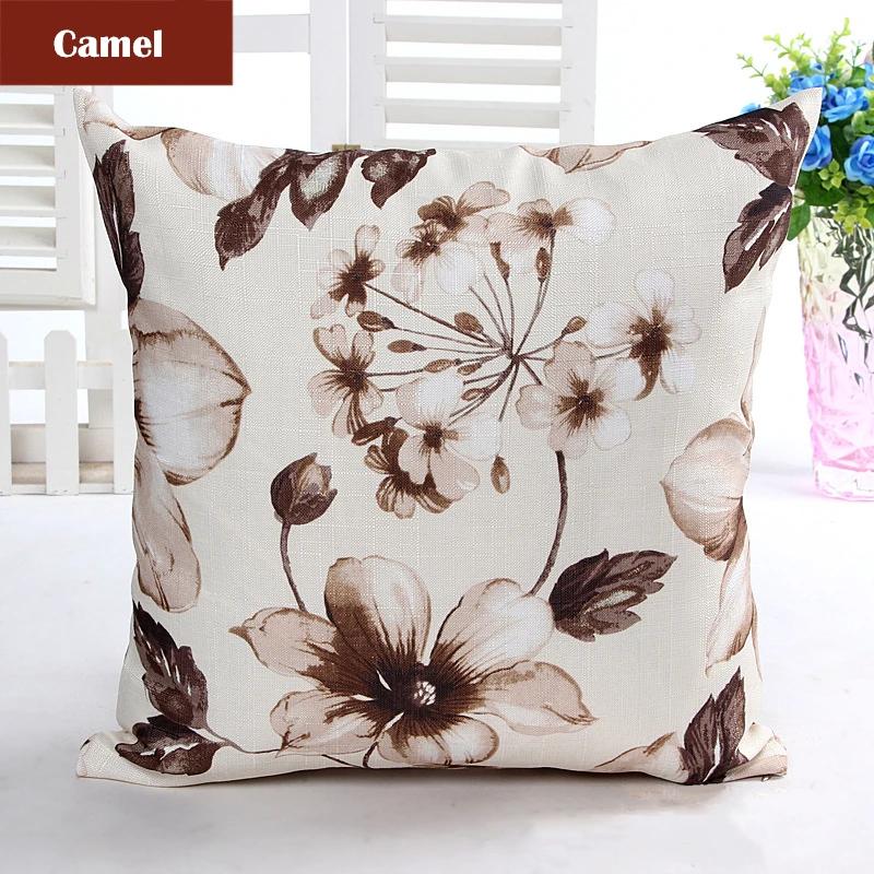 Heißes Slub-Leinen Floral Kissenbezug Handbemalte Blumen Bäume Kissenbezug Modern Dekorative Wurfkissenbezug für Sofa Auto