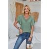 New Fashion Women's Lace V-neck Loose T-shirt Solid Color Ruffled Sleeves Spring Summer