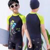 2026 Kids' Quick-Dry Short Sleeve Swimwear: Customizable Cartoon Boys' Sun-Protection Swimsuit