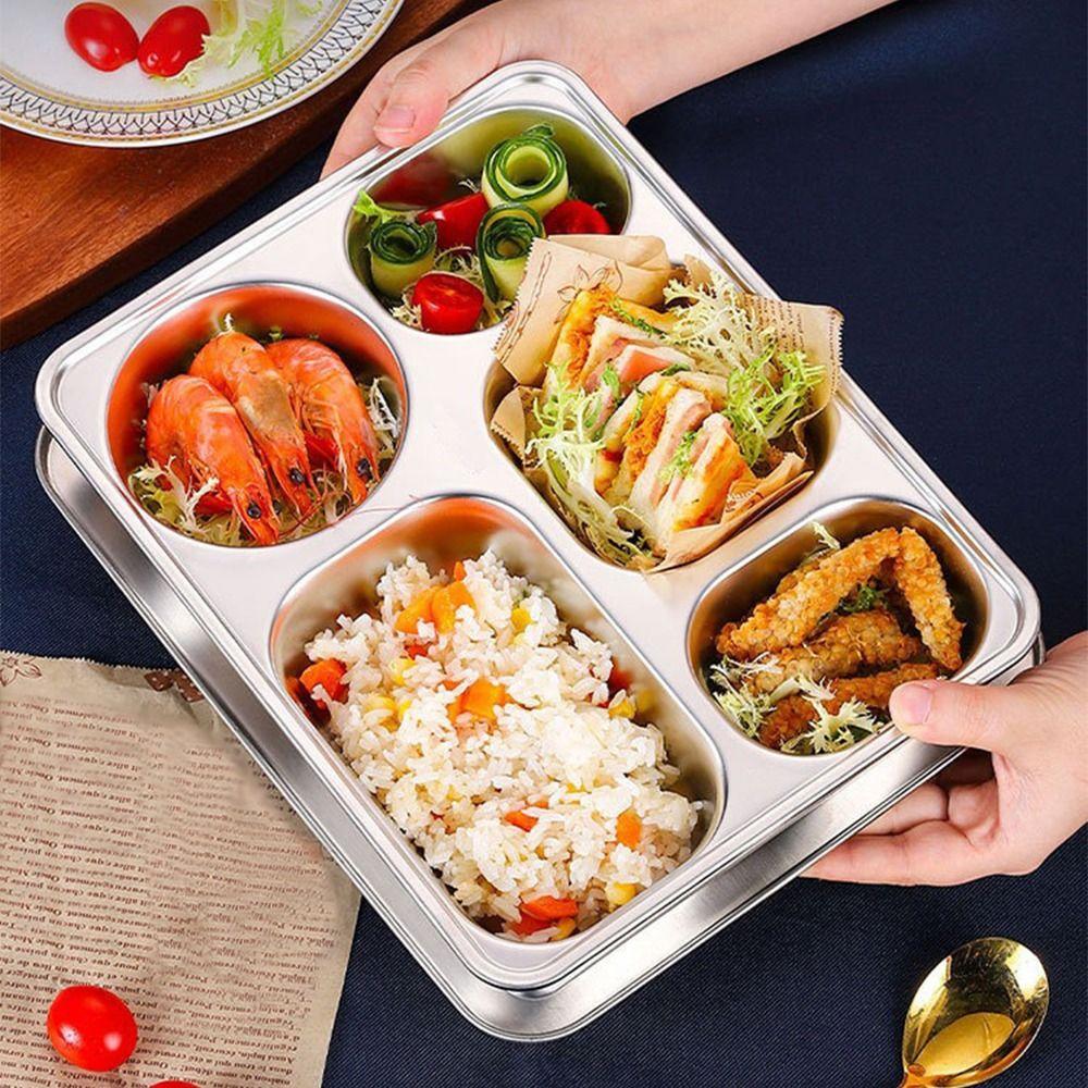 Rectangular Divided Dinner Tray with Lid Lunch Container Odorless Divided Lunch Box  Picnic