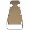 Foldable Sun Lounger with Head Pillow and Adjustable Backrest Taupe