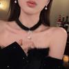 Autumn and winter Christmas zircon snowflake pearl necklace niche fashion temperament neck chain high-end versatile jewelry