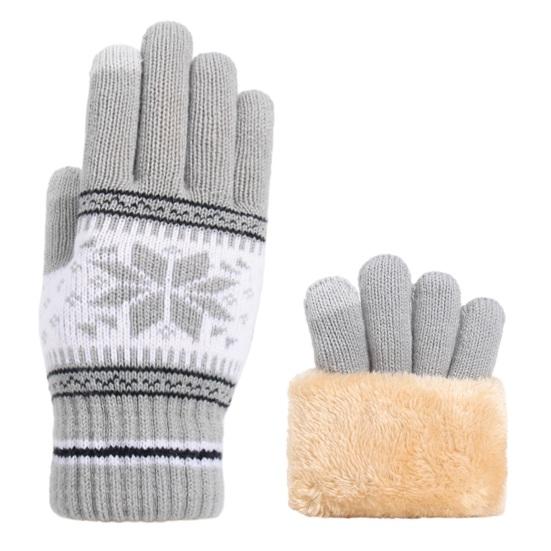 1 Pair Christmas Snowflake Knitted Gloves Men Women Touch Screen Winter Warm Thick Fleece Gloves Outdoor Cycling Cold Weather Thermal Gloves