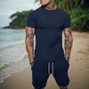 2026 Summer Street Style Men's Casual Plus Size Set - Short-Sleeved Shirt & Shorts