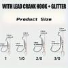 5pcs Heavy-Duty Lead Curved Fishing Hooks with Swivel Lead Head - Hook Point for Catfish, Carp, Pike, Trout - Sinkable Soft Bait for Texas Rig