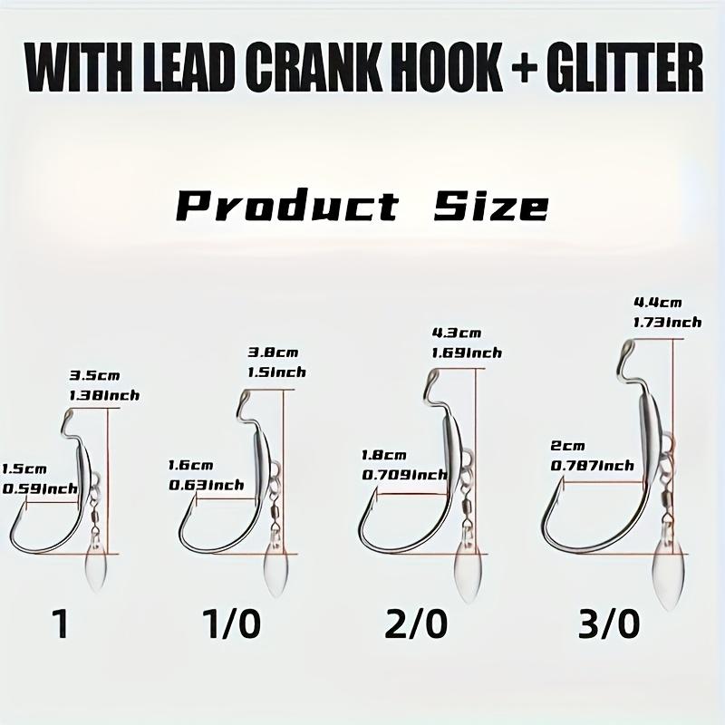 5pcs Heavy-Duty Lead Curved Fishing Hooks with Swivel Lead Head - Hook Point for Catfish, Carp, Pike, Trout - Sinkable Soft Bait for Texas Rig