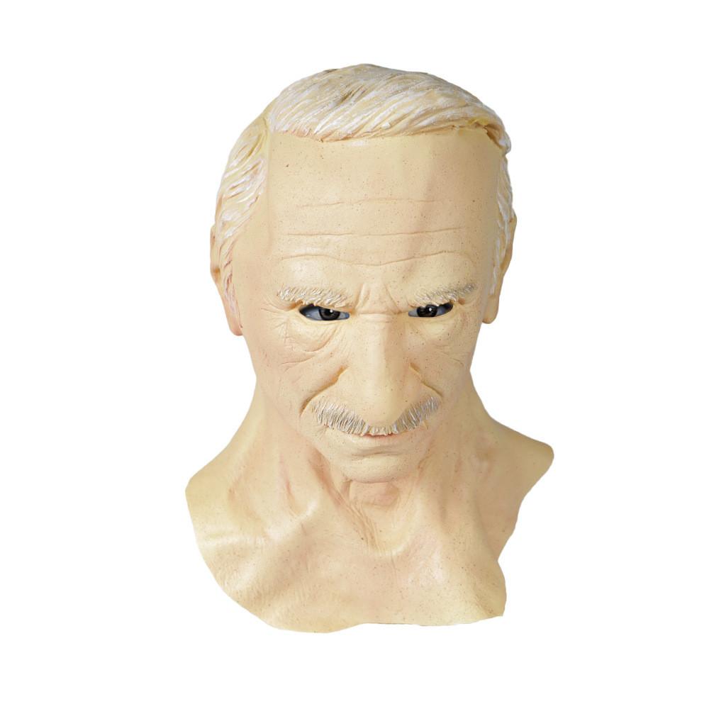 Kostümler ve Etkinlikler İçin Beyaz Saçlı Cadılar Bayramı Lateks Yaşlı Kadın Yüz Maskesi