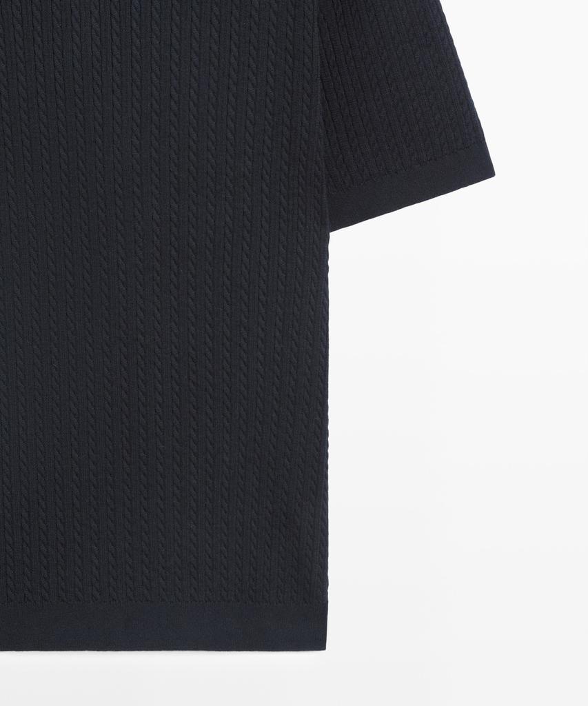 Masimodutti 100% Cotton Cable Knit Polo Sweater