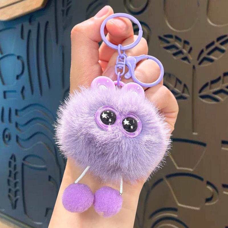Starry Eyes Rabbit Plush Keychain – Cute Portable Doll Pendant for Girls