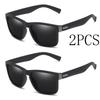 2PCS Men‘s Polarized Minimalist Square Sunglasses Women Men Vintage Fashion Brand Sun Glasses Driving Male Female Glasses