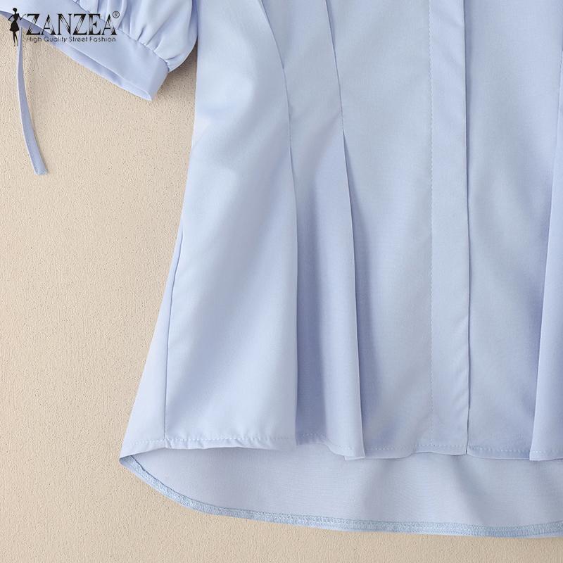 ZANZEA Women Turn Down Collar Summer Casual Short Sleeve Blouse