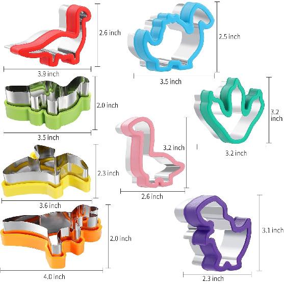 8pcs Dinosaur Cookie Cutter Set - Stainless steel Sandwich Cookie Food Cutter Molds, Kitchen Baking, Cookies, Sandwiches, Children s Dinosaur Themed