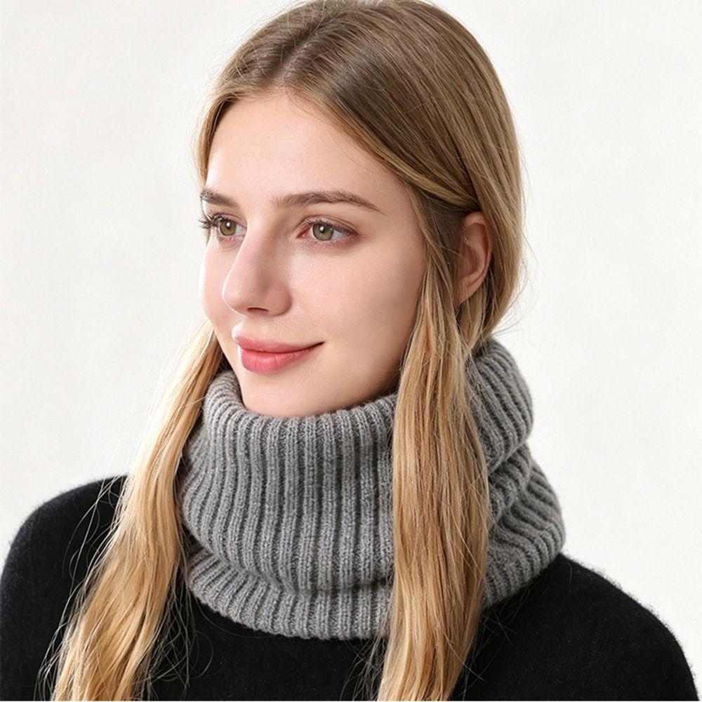 Fleece Lined Neck Gaiter Striped Knitted Neck Warmer Flexible Knitted Scarf Outdoor Sports