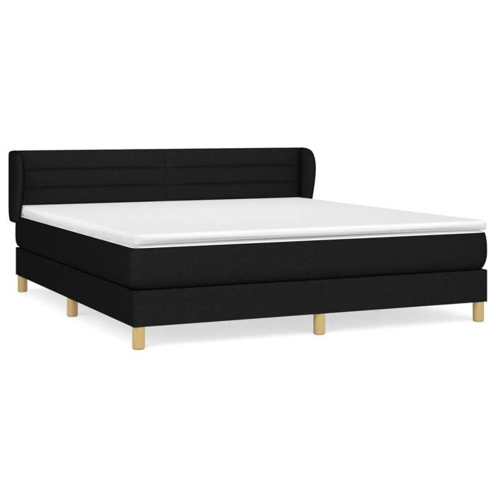 3126895 vidaXL Lit à sommier tapissier avec matelas Noir 160x200 cm Tissu