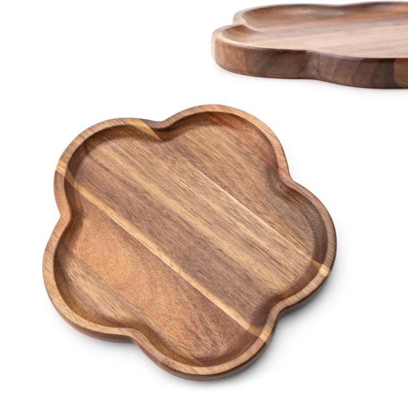 Natural Wood Oval Serving Tray Portable Portable Snacks Dish Outdoors Picnics Wood Tray For Home Dining Party