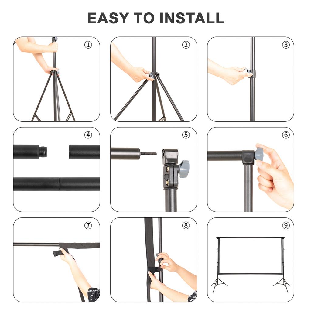 Portable Projector Screen with Stand Projection Screen Indoor Outdoor Movie Screen with Carrying Bag Fast Setup for
