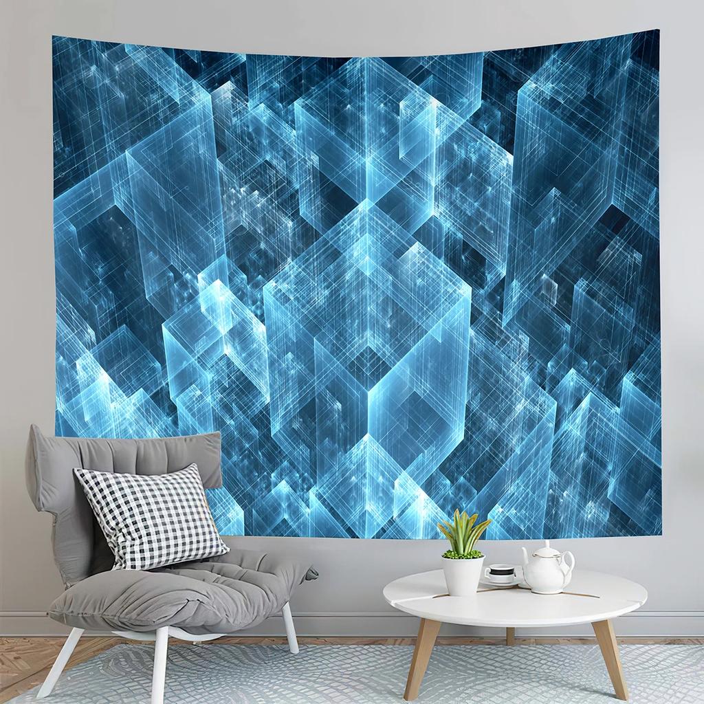 Abstract Tapestry Geometry Cube Tapestry Science Fiction Style Tapestry Creativity Art Tapestries Home Living Room Bedroom Dorm