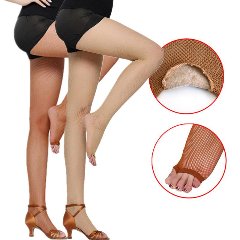 2Pairs Professional Latin Dance Tights Women Sexy Fishnet Pantyhose Latin Dance Leggings Elastic Slim Open Toe Mesh Stockings One Size