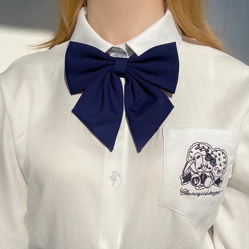 Schüler Weiße Hemden Kragen Fliege Unifarbenes Gewebe Schuluniform Schleife Business Fliegen Partyhemd Zubehör für Damen Mädchen
