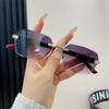 Wooden Frame Sunglasses For Men Women Fashion Rimless Rectangle Eyewear Populor Gradient Lenses Outdoor Driving Sun Glasses