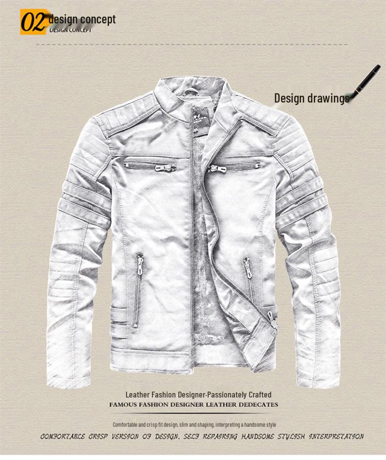 Men's Slim Fit Frosted Leather PU Motorcycle Jacket - Stylish Autumn & Winter Wear