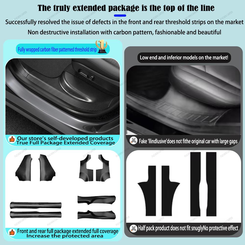For Tesla Model YL 2026 Front Rear Door Sill Guard Anti Scratch Dirt Resistant Threshold Strips Interior Protection Accessories