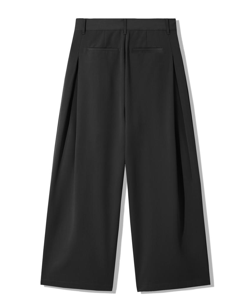 TRILLION Double Inverted Tuck Wide Pants [Black]