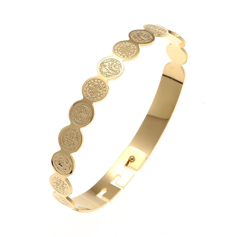 Bracciale Croce di Gesù San Benedetto Catena in Corda Regolabile Intrecciata a Mano Gioielli Cristiani per la Preghiera Fede San Benito per Uomini Donne