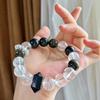 12Mm Large Particle Natural White Crystal Obsidian Design Bracelet