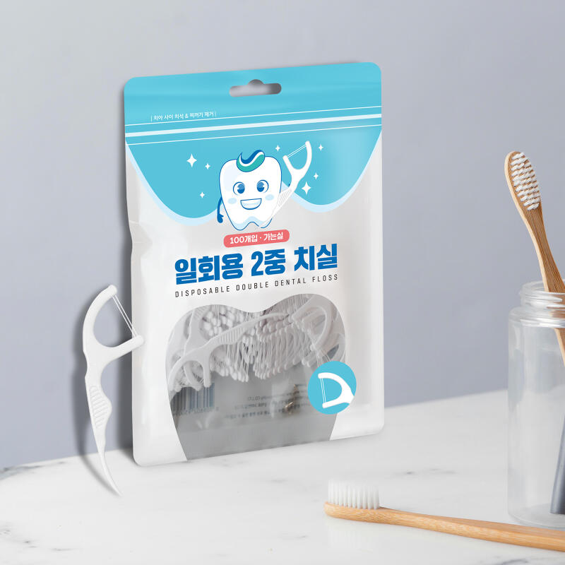 Disposable Double-layer Dental Floss Toothpick for Dental Care (100P X 3)