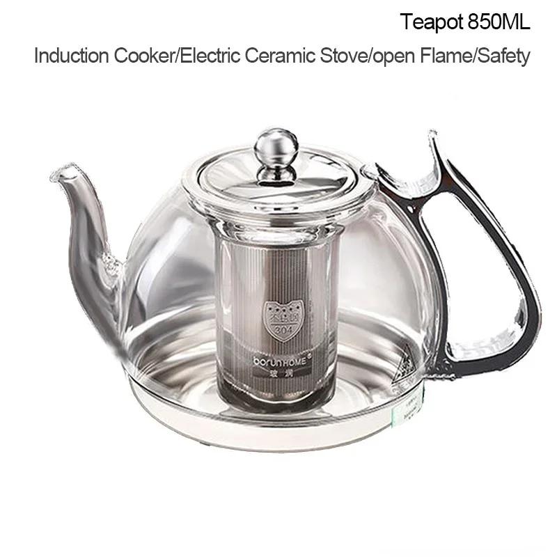 Tetera de Vidrio Resistente al Calor para Cocina de Inducción Horno Electromagnético Olla con Filtro Multifuncional Hervidor para Estufa de Gas Juego de Té