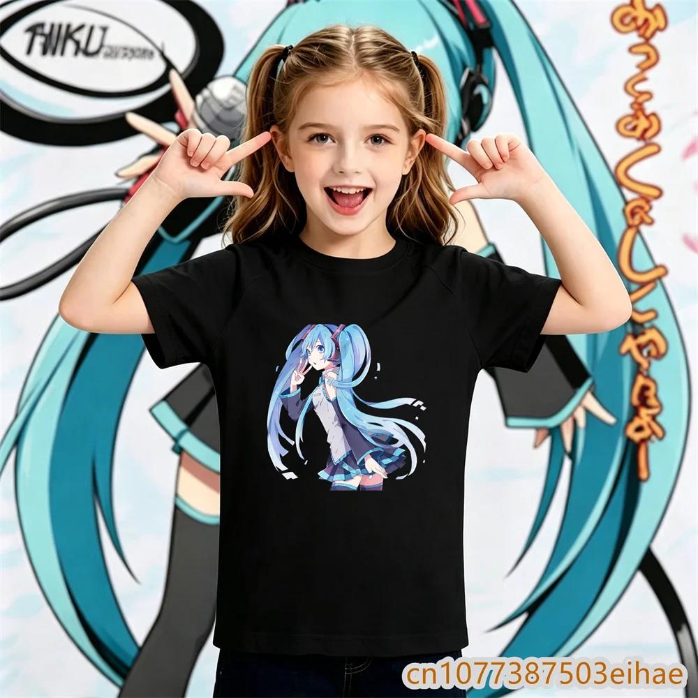Hatsune Miku Anime Future Peripheral Collaboration Pure Cotton COS Anime Cartoon Printed Boy and Girl New Casual Tshirt