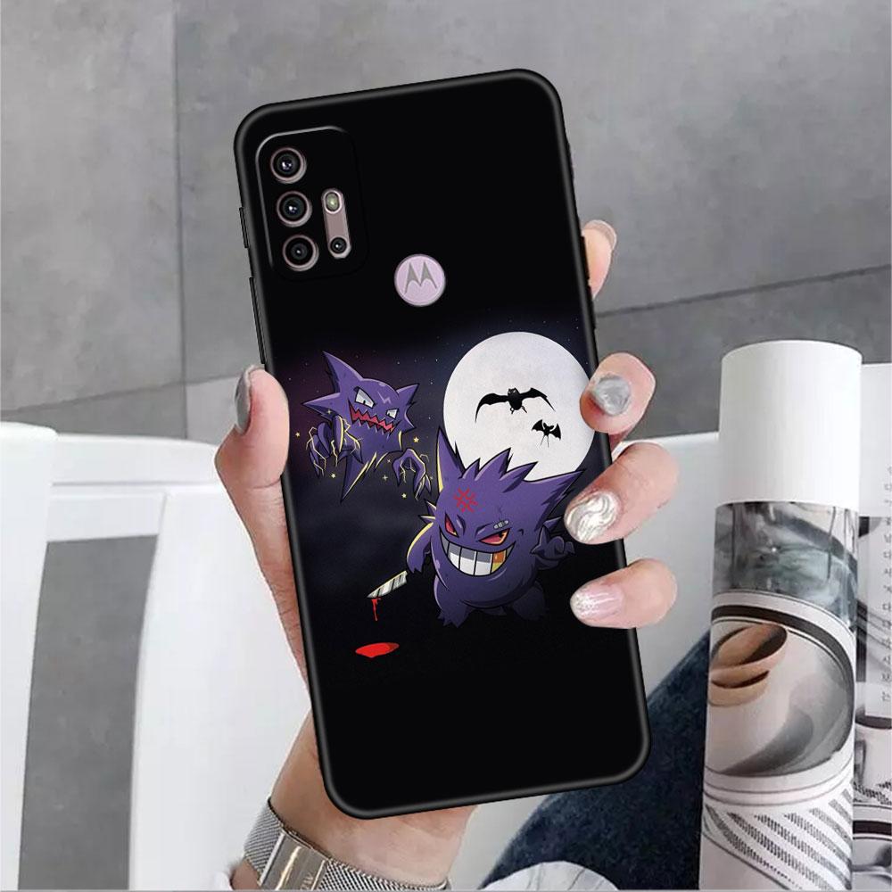 Süße Pokemon Gengar Hülle für Motorola G30 G60 G22 G9 Play G82 G52 G8 G9 G50 One Fusion Edge 20 Schwarz Soft Phone Capas Silikon