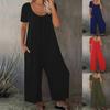Tute da Giorno Estive Taglie Forti Tute Intere da Donna Monocolore con Tasche Moda Casual Tute a Maniche Corte